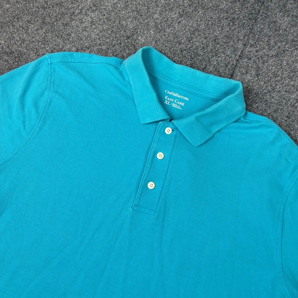 Croft & Barrow Mens XL Turquoise Blue Easy Care Short Sleeve Pique Polo Shirt